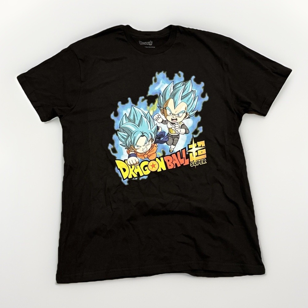 Dragon Ball Super T-Shirt Goku Vegeta Anime Cartoon Black Graphic Tee Adult L